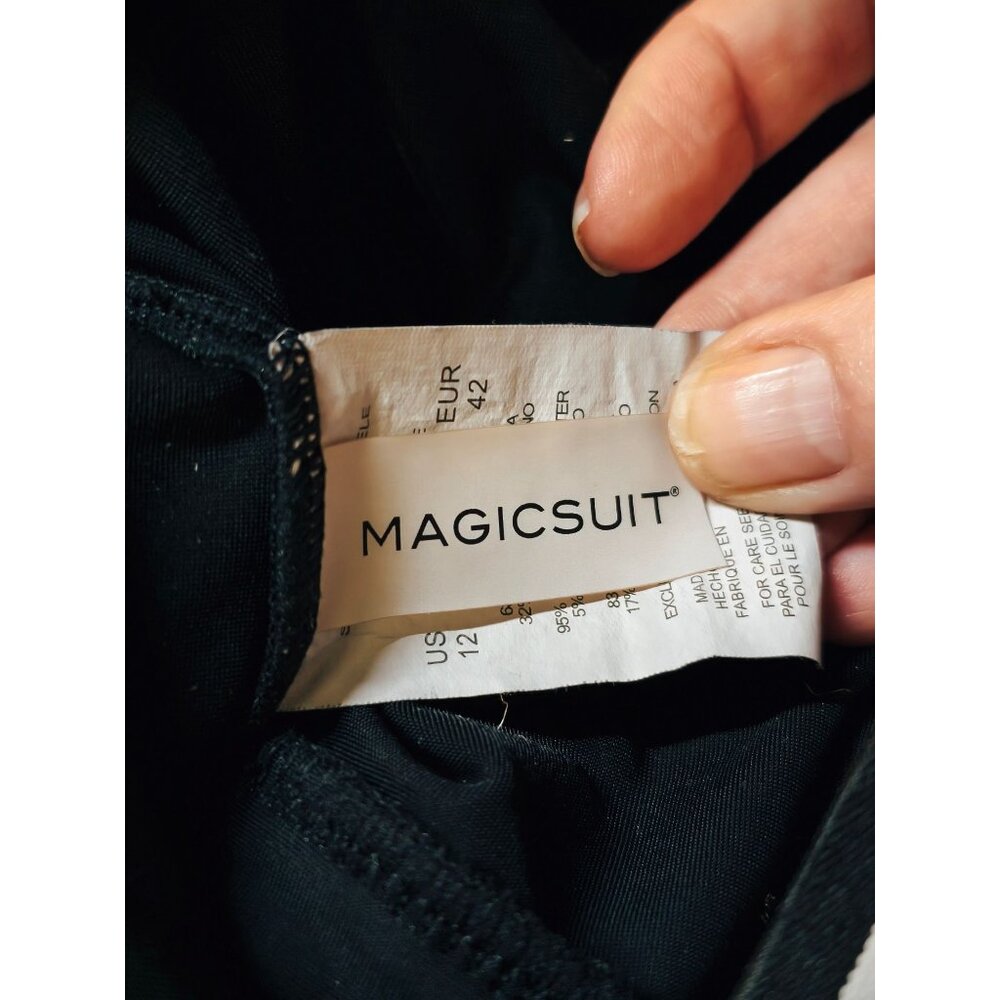 Miraclesuit Magicsuit Black Swimsuit 12 Gaby Swim Dress One-Piece Striped Strap - Picture 7 of 11